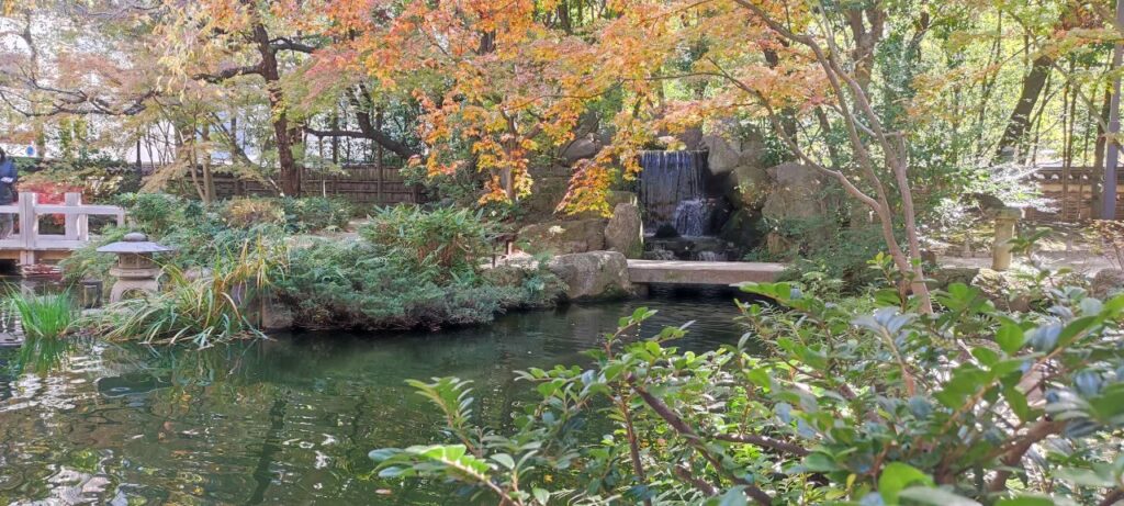 楽水園の池と滝